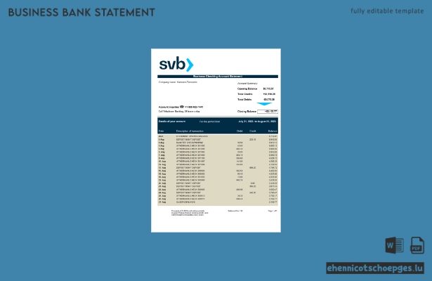 SVB Bank Firmenerklärung – Beispielvorschau in Word und PDF